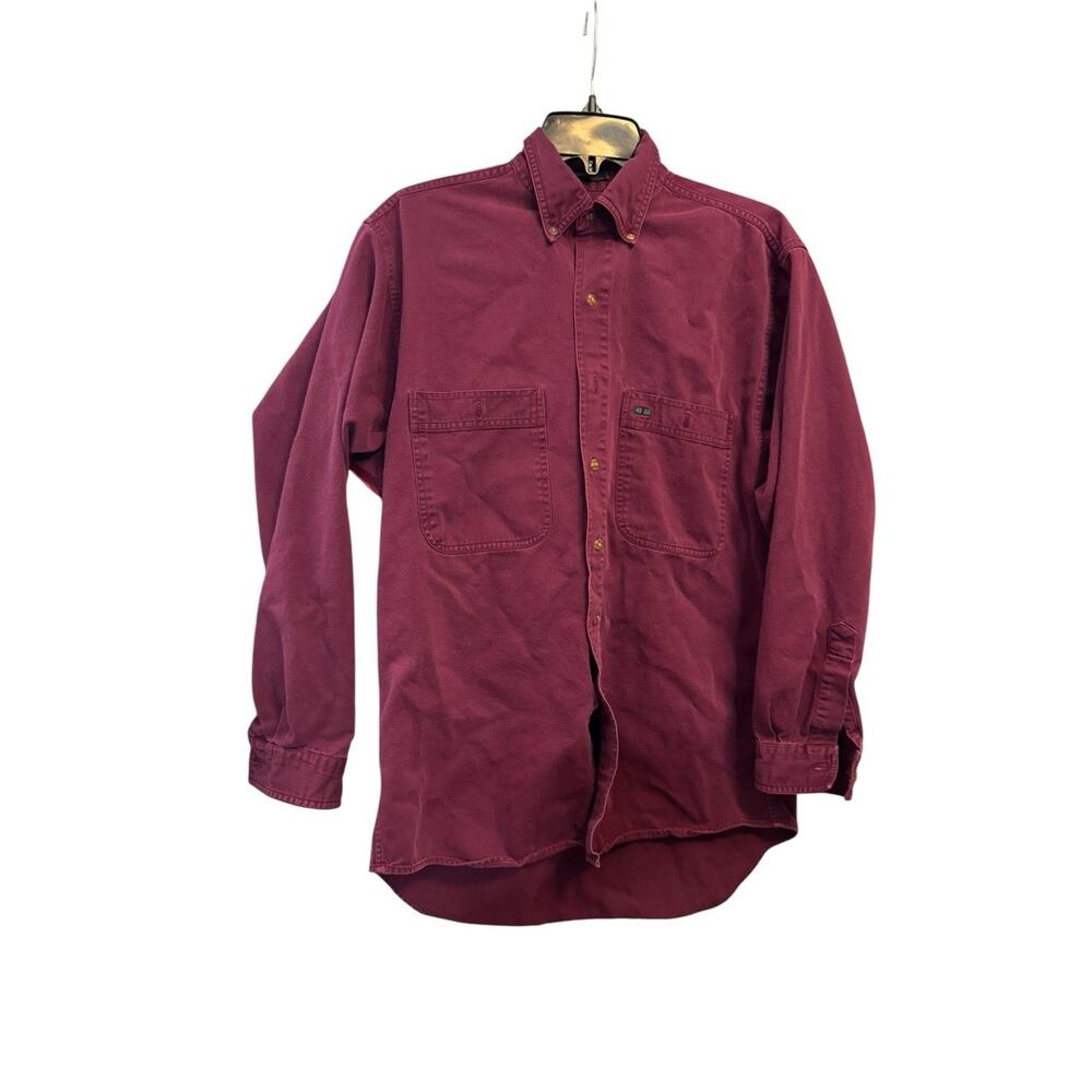 Colours By Alexander Julian Mens Long Sleeve Button Down Shirt Maroon Red Small